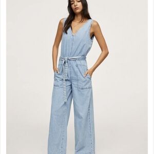 Mango Light Blue Denim Overalls